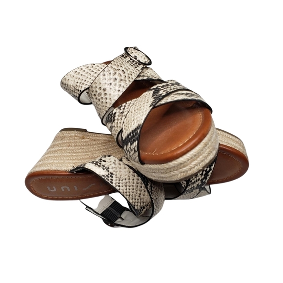 Unisa | Snake Skin Faux Leather Slip On Open Toe Espadrille Wedge Sandals 7.5 - Picture 8 of 11